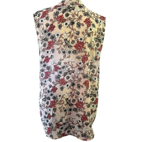 Liz Claiborne Women Floral Sleeveless Button Down Shirt with Neck Tie Size 100% - Picture 5 of 6